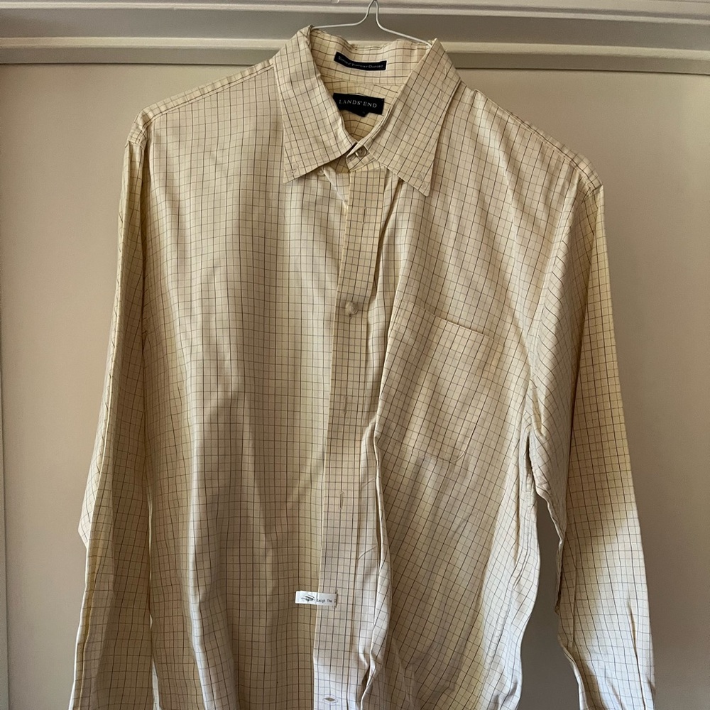 Lands end pinpoint no iron dress shirt 16.5 cream dress shirt